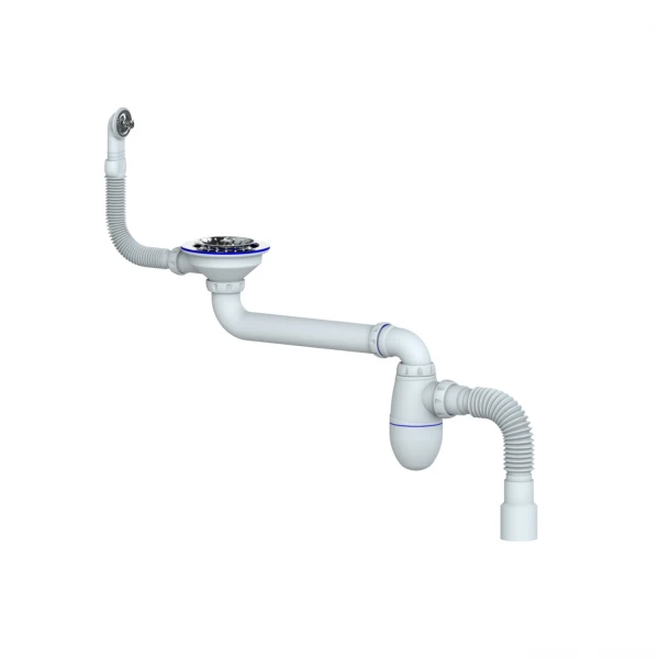 Сифон UNICORN 3 1/2 х 40 с гофрой 40 х 50 со смещением с круг. перел. винт латунь (BC23)