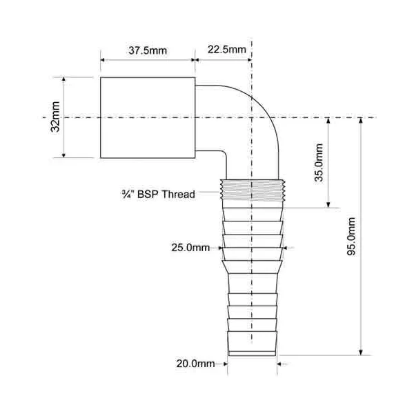 Адаптор для слива угол 90° McAlpine MRWMF32-90