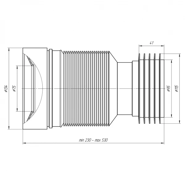 Гофра унитаз АНИ длинная K828 L230-530
