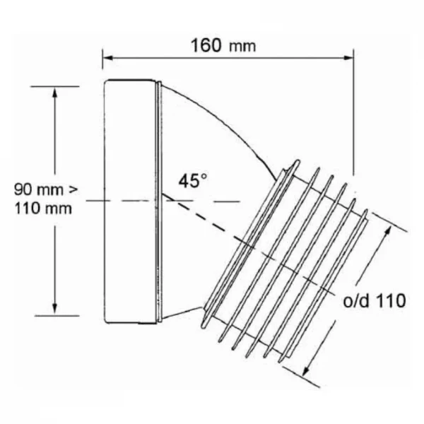Муфта для унитаза 45° McAlpine MRWC16